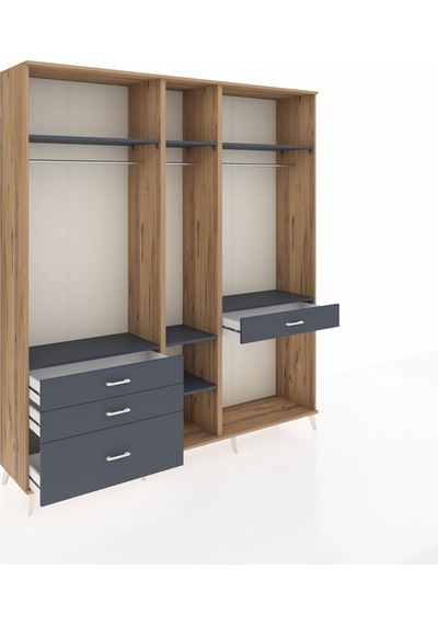 Hyperion Dolap 7 Raflı 4 Çekmeceli 3 Askılı 220x44x243 Çam-antrasit/antrasit Çok Renkli Hyperion Dolap 7 Raflı 4 Çekmeceli 3 Askılı 220x44x243 Çam-antrasit/antrasit Çok Renkli