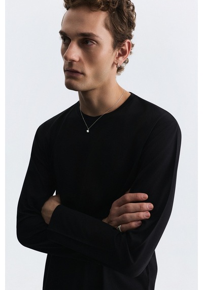 Antioch Relax Fit Uzun Kollu T-shirt Siyah