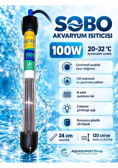 Akvaryum Isıtıcısı - 100w - 20-32c Arası Ayarlanabilir Isıtma - 4 Farklı Rezistans Teli - Çift Katmanlı Su Geçirmez Yalıtım - Koruyucu Plastik Alt Başlık - 24 Cm Akvaryum Isıtıcısı - 100w - 20-32c Arası Ayarlanabilir Isıtma - 4 Farklı Rezistans Teli - Çift Katmanlı Su Geçirmez Yalıtım - Koruyucu Plastik Alt Başlık - 24 Cm
