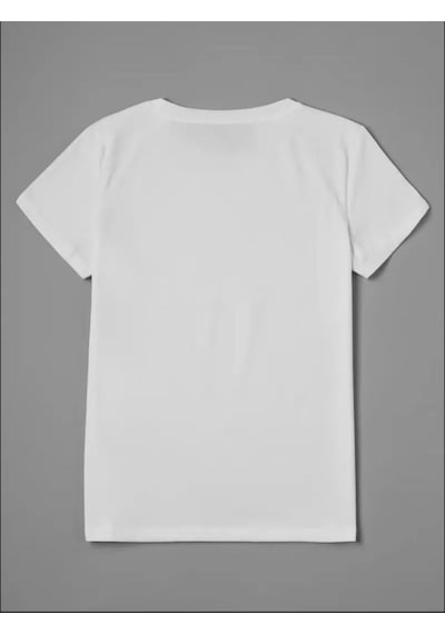 Unisex Leopar Desenli Kurdele Özel Tasarım Ön Baskılı Tasarım Tshirt Beyaz