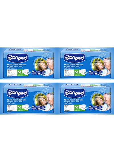 Canped Tekstil Yüzeyli Belbantlı Yetişkin Hasta Bezi M 4 x 30'lu