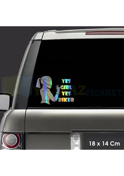 Evet Motorcu Kız Hologram Motosiklet Etiket Araba Yapıştırma