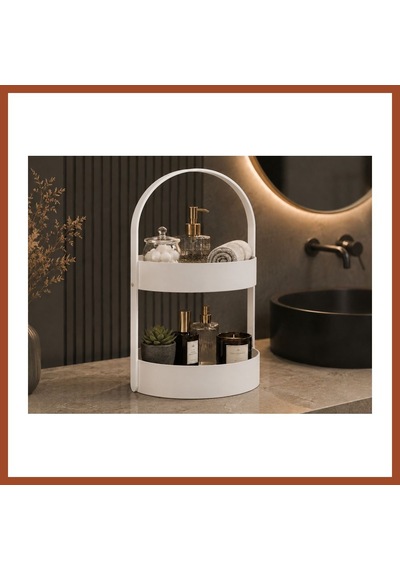 Bezos 3d Baskı İki Katlı Banyo Düzenleyici - Taşınabilir Organizer Ve Saklama Standı-beyaz Pro