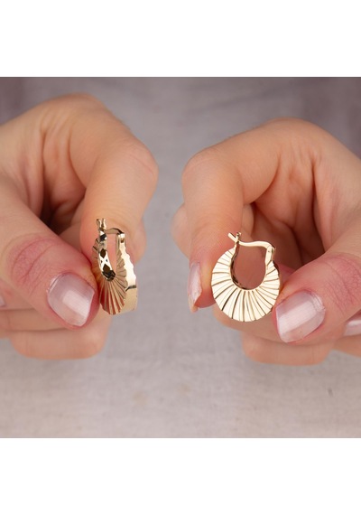 14 Ayar İtalyan İstiridye Altın Küpe 5,15 Gr-5960