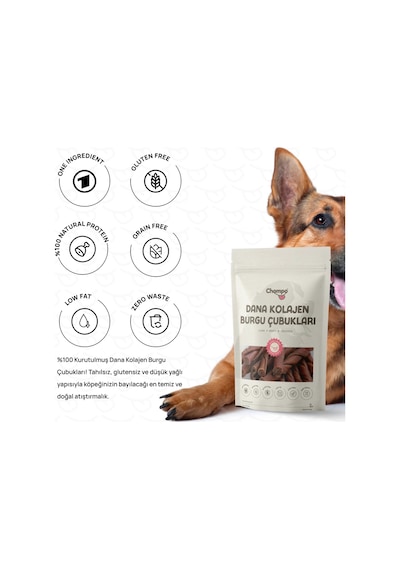 Dana Kolajen Burgu 100% Doğal Katkısız Köpek Ödül Maması 100 Gr