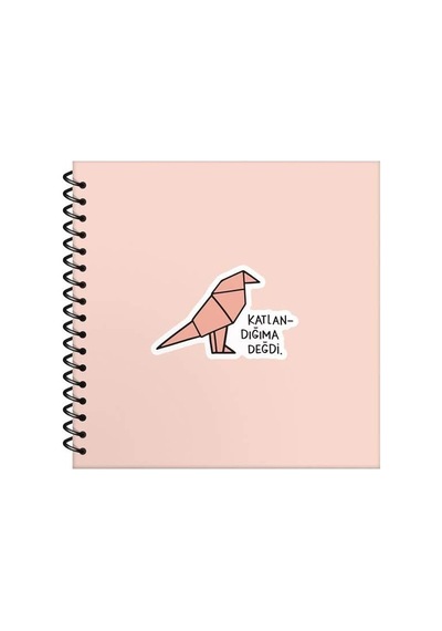 Hisli Şeyler 50 Yaprak Çizgili Sert Kapak Stickerli Defter, Katlandığıma Değdi, 16x15cm Çok Renkli
