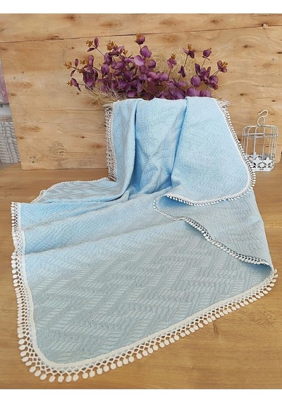 Mavi Pike Bebek Battaniyesi Doğal Organik Yaşam Örtüsü Çok Amaçlı Mevsimlik Yenidoğan 80x90 Cm Çok Renkli