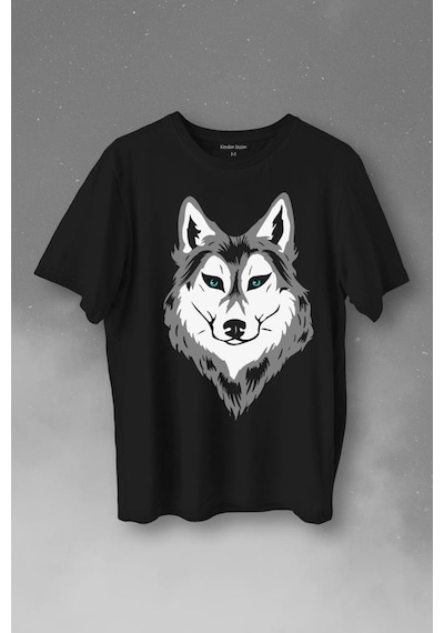 Kurt Kafası Wolf Head Bozkurt Yeşil Gözlü Baskılı Tişört Unisex T-shirt 001