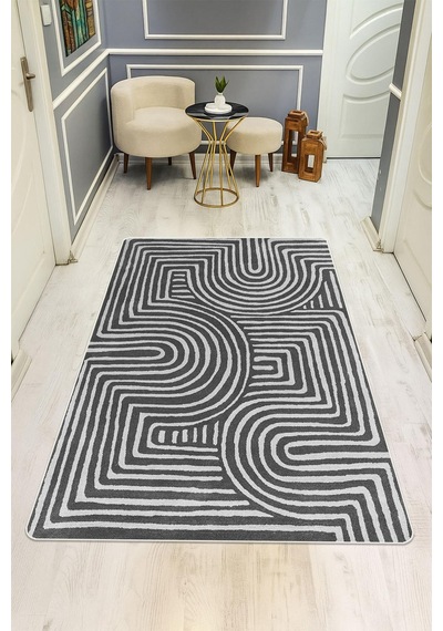 Modern Desenli Dijital Baskı Kaymaz Taban Halı H1128 Renkli