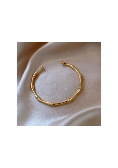 Lunarie Bambu Dokulu Kelepçe Bileklik 14k Gold Renk Kararmaz Altın