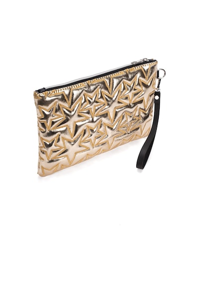 Adelina Bags 2'li Çanta Paketi Yıldız Desenli Portföy El Çantası Bilek Askılı Clutch Çanta Beyaz