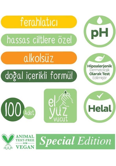 Sleepy Natural Kişisel Bakım Havlusu 100'lü ve Rosie Tekli 2'li