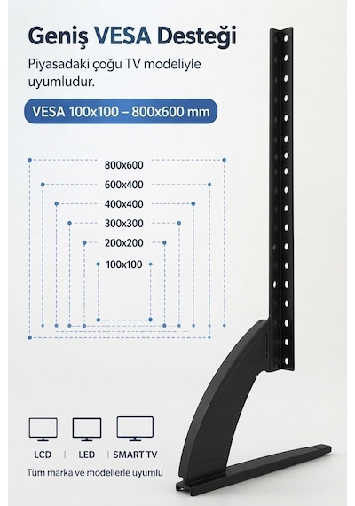 Omniax 37-80" Lcd Led Sabit Ekran Evrensel Masaüstü Tv Standı - 50 Kg A Kadar Destekler