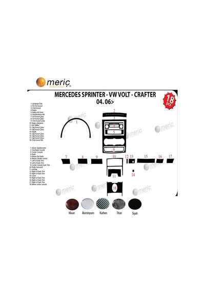Meriç® Mercedes Sprinter Ön Torpido Kaplama 18 Parça 2006-2014 (537439764)