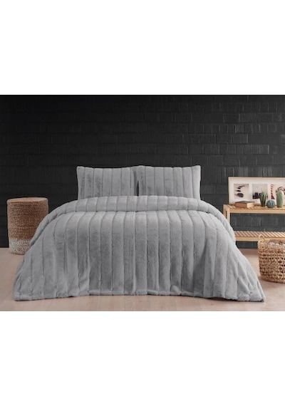 Luxe Battaniye Yatak Örtüsü Seti Stripe Silver -
