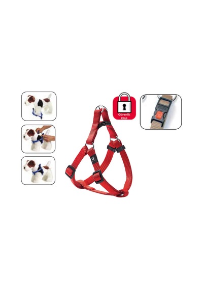 Karlıe Kilitli Göğüs Tasma S/m 35-60cm Kırmızı Çok Renkli