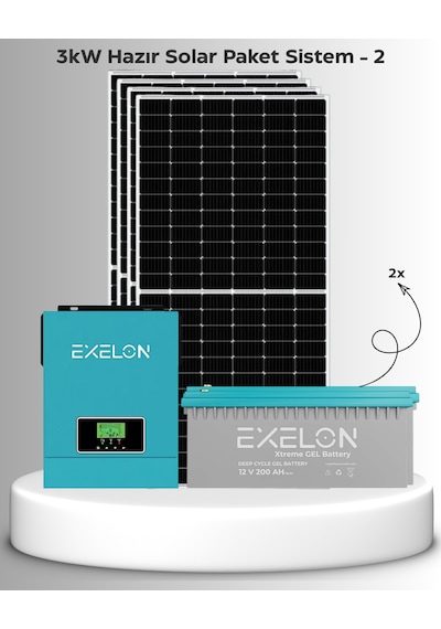 3kw Hazır Solar Paket - 2 24v Mppt Akıllı İnverter Off-grid Sistem
