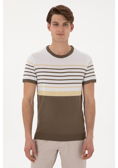 U.S. Polo Assn. Erkek Slim Fit Bisiklet Yaka Vizon Tişört 50299358-VR052