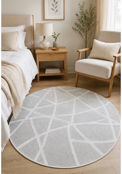 Modern Sisal 8002 Gri Krem Daire Leke Tutmayan Kaymaz Taban Salon Mutfak Koridor Balkon Halısı