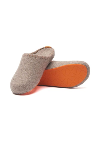 Comfortfusse Pine - Kadın Ortopedik Yün Keçe Sabo Ev Terliği Kahverengi Yün