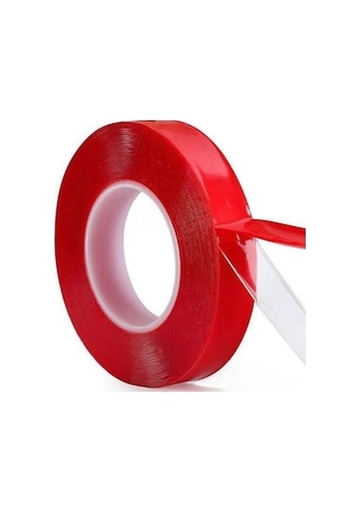 20mm Çift Tataflı Band Kırmızı Silikonlu Şeffaf