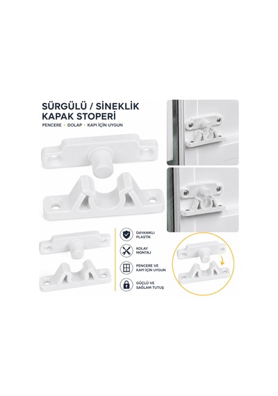 5 Adet Pimapen Pvc Pencere Kapı Sineklik Çıt Çıt Plastik Tutucu Aparat Beyaz Pratik Kapama Kilidi