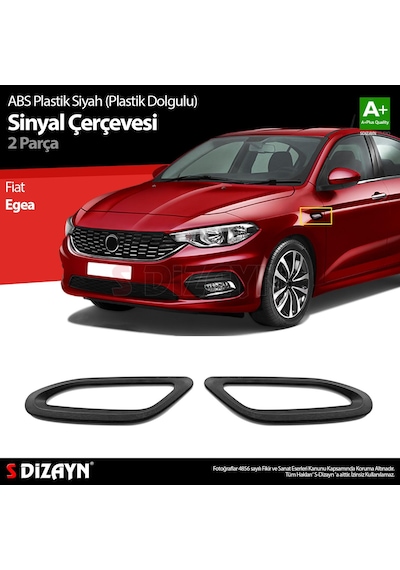 S-dizayn Fiat Egea Siyah Abs Plastik Sinyal Çerçevesi 2 Prç. Abs Plastik Dolgulu 2015 Üzeri