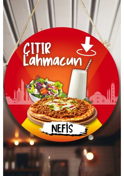Lahmacun Salonu Için Duvar, Kapı, Çift Taraflı Askılı Pano Karşılama Tabelası, Restoran Süs Dekor