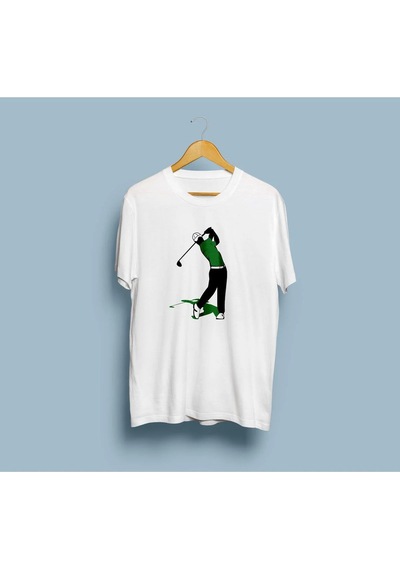 Oversize Golf Tasarım Unisex T-shirt Beyaz