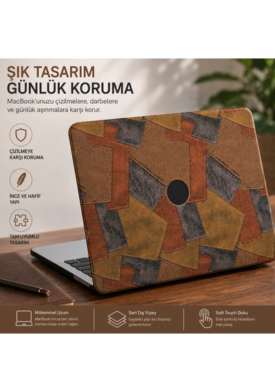 Macbook Air 13.6 Kılıf M2-m5 A2681 A3113 A3240 A3449 Sert Hard Case Açık Kahverengi