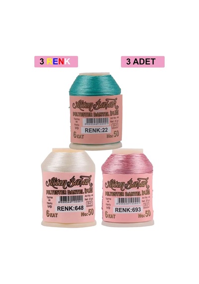 Jenerik 3 Adet Altınbaşak Oya Ve Dantel İpi 20 Gr - Royaleks - No: 648 - 693 - 022