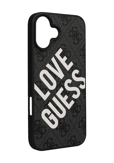 Apple iPhone 16 Plus Uyumlu Kılıf Guess Lisanslı 4g Desenli Big Love Kapak Siyah