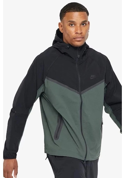 Nike Tech Windrunner Woven Full Zip Loose Fit Jacket Erkek Bol Kesim Paraşüt Kumaş Kapüşonlu Ceket Yeşil Yeşil