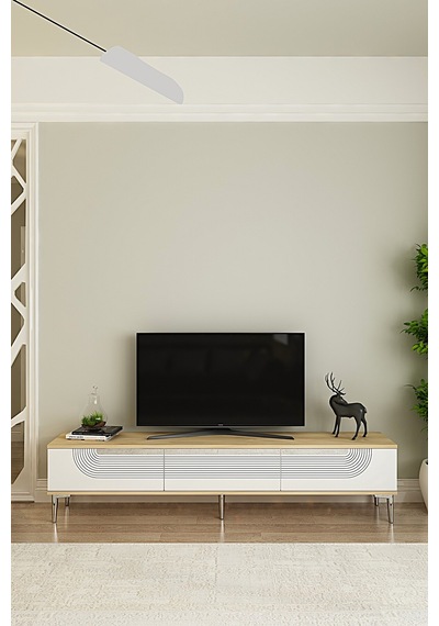 Tsa1805dbs - Meyra Tsa180 Tv Stand, Tv Sehpası Ve Tv Ünitesi Safirmeşe-beyaz-sılver 180cm Tsa1805dbs - Meyra Tsa180 Tv Stand, Tv Sehpası Ve Tv Ünitesi Safirmeşe-beyaz-sılver 180cm
