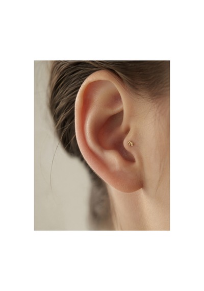 14 Ayar Altın Desenli Fil Model Tragus Piercing Küpe