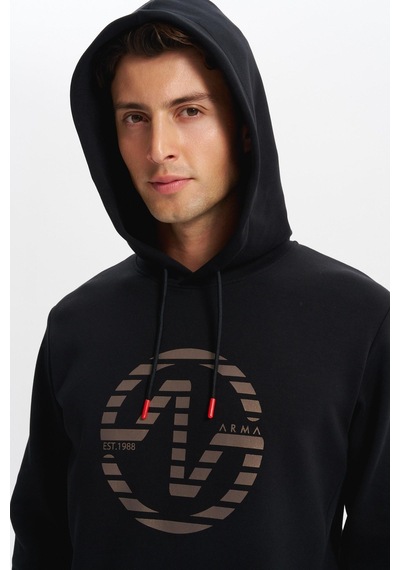 AR-MA Arma Erkek Slim Fit Örme Interlok Kapüşonlu Kanguru Cepli Sweatshirt Yazı Baskılı %80 Pamuk %14 Polyester %6 Elastane K30254685302 Siyah AR-MA Arma Erkek Slim Fit Örme Interlok Kapüşonlu Kanguru Cepli Sweatshirt Yazı Baskılı %80 Pamuk %14 Polyester %6 Elastane K30254685302 Siyah