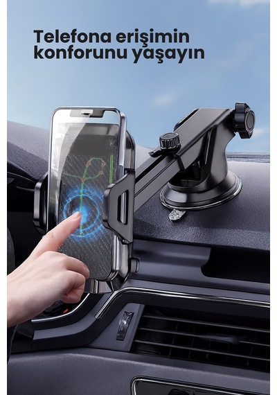 Araç İçi Cam Vantuzlu Telefon Tutucu Teleskopik 360 Dönebilen Oto Telefon Tutacağı Diğer