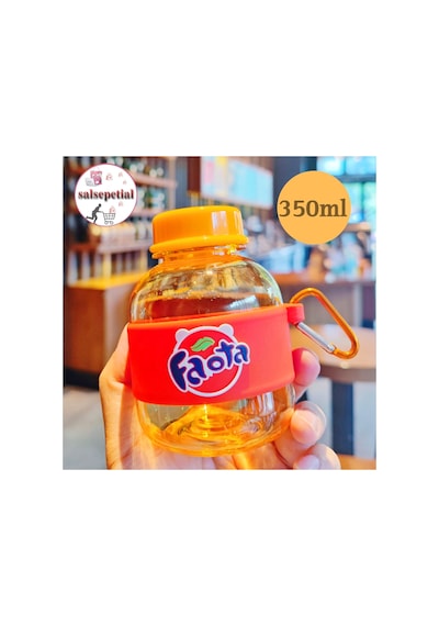 Mini Renkli Su Şişesi 350ml Figürlü Renkli Mini Suluk Matara 350ml Turuncu