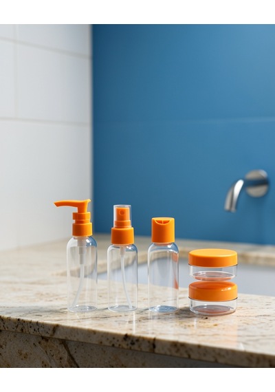 Seyahat Şişesi Seti 30 Ml 5'li, Çantalı Kozmetik Organizer