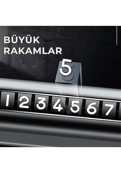 Mainshop Araç Park Telefon Numaratörü Çevirmeli Ayarlı Torpido Üstü Silindir Numaratör Siyah Renk
