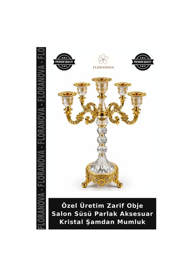 Özel Üretim Zarif Obje Salon Süsü Parlak Aksesuar Kristal Şamdan Mumluk