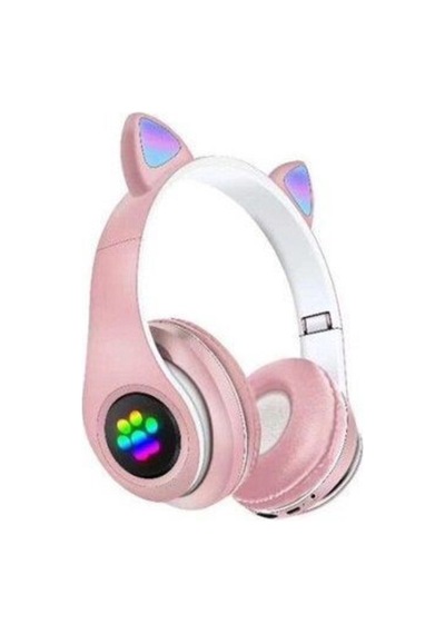 Rgb Işıklı Kedi Kulak Kulaküstü Bluetooth Kulaklık Pembe