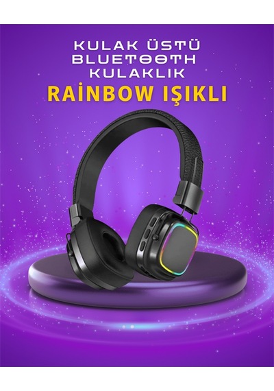 Renkli - 948 - Işık Efektli Bluetooth 5.3 - Muratech - Müzik Kulaklığı