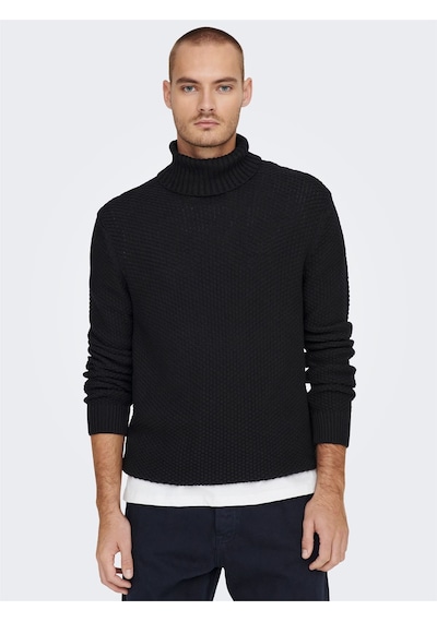 Only & Sons Onstuck 7 Roll Neck Knit Erkek Siyah Kazak - 22022595