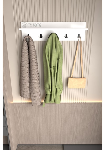 Portmanto Duvar Askılığı Elbise Askılığı 80cm Beyaz