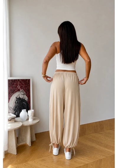 Bb Butik Basic Kadın Salaş Paraşüt Pantolon Ayarlanabilir Paça Frv34 Bej Bb Butik Basic Kadın Salaş Paraşüt Pantolon Ayarlanabilir Paça Frv34 Bej