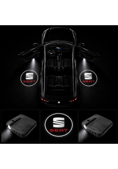 Seat Kapı Altı Logo Projektör Led Işığı 2'li Set Pilli Kablosuz Kapı Karşılama Lambası