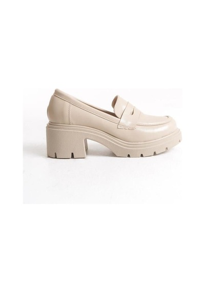 Alemdarshop K-706 Bej Kırışık Rugan Yüksek Tabanlı Loafer Ayakkabı C.vizon