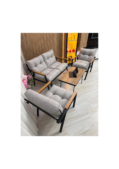 Houseart Menekşe Balkon, Bahçe,teras,cafe - Salon - Metal Kanepe Koltuk Takımı - 2 1 1 Sehpa Açık Gri Houseart Menekşe Balkon, Bahçe,teras,cafe - Salon - Metal Kanepe Koltuk Takımı - 2 1 1 Sehpa Açık Gri