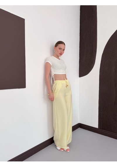 Verymoda Keten Pantolon D2381 Sarı